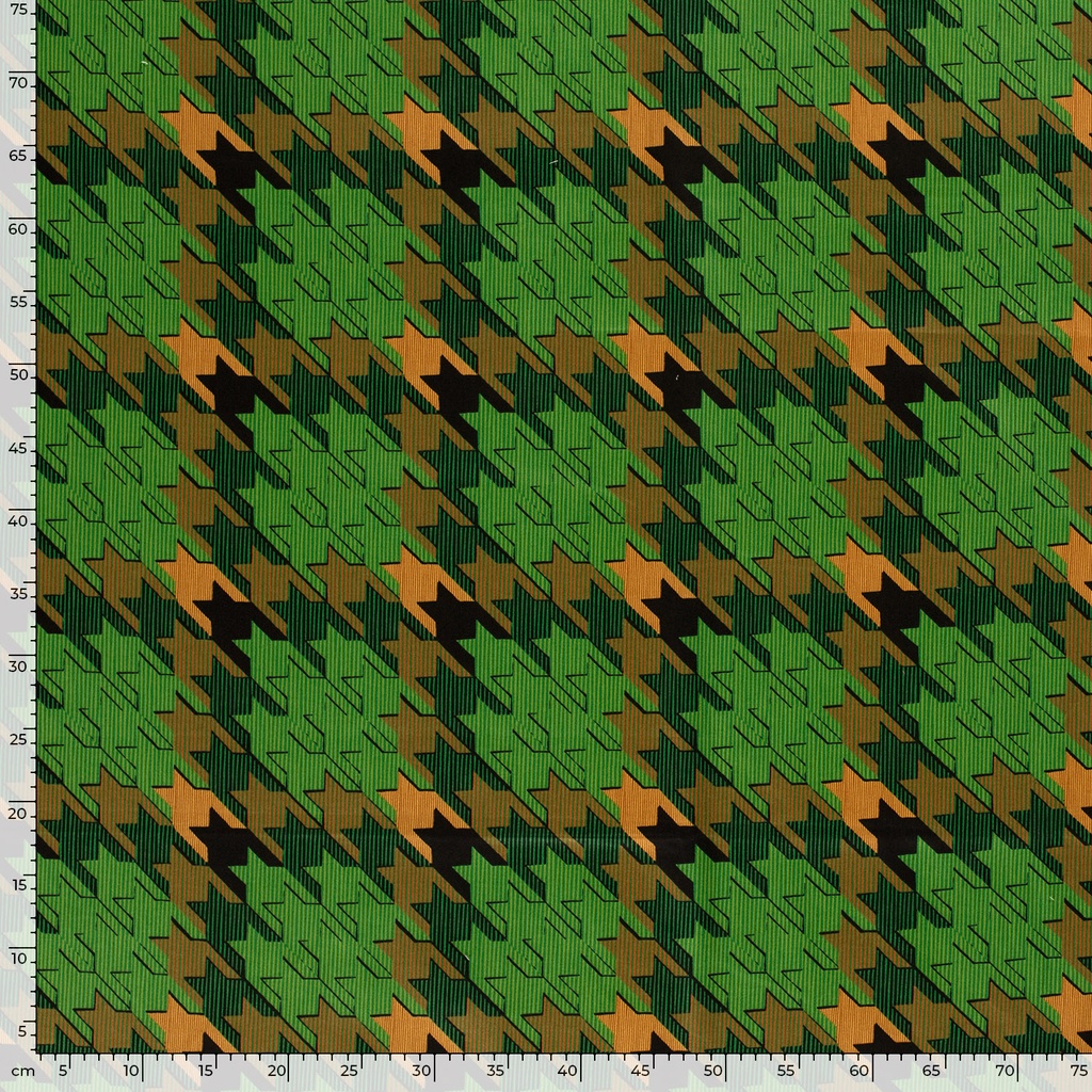 Katoensatijn stretch pied de poule groen