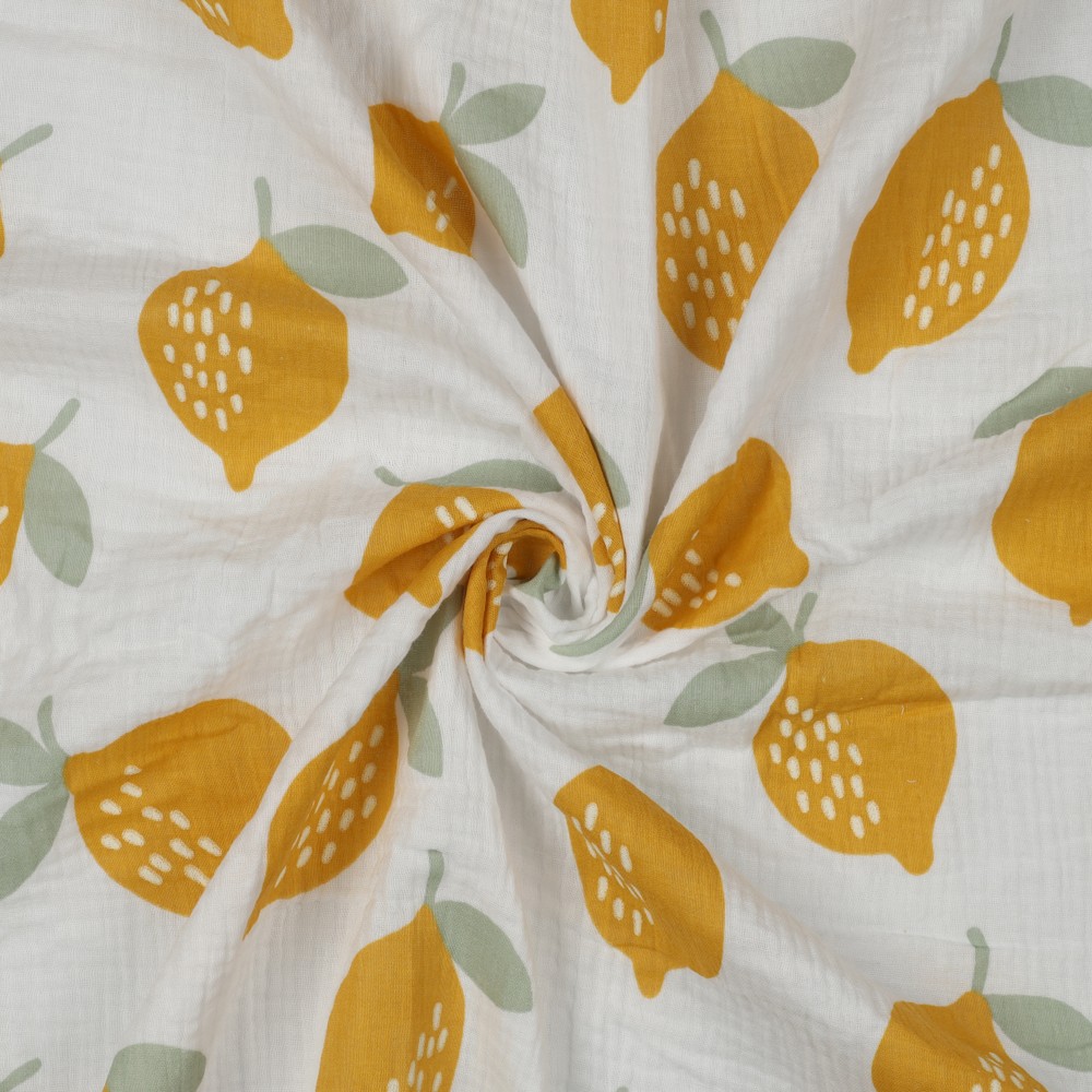 Double Gauze Lemons White