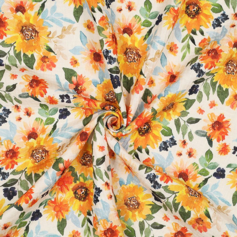 Double Gauze Digital Sunflowers