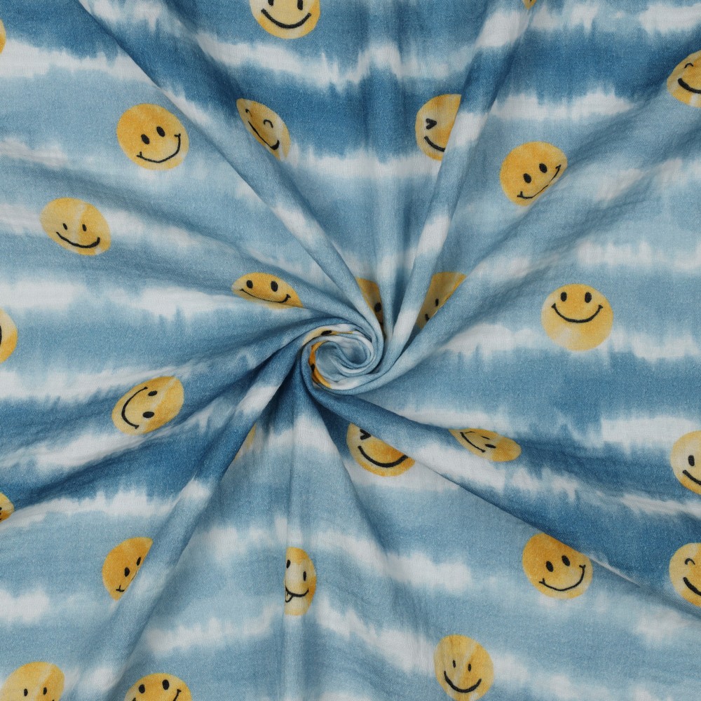 Double Gauze Digital Happy Faces Jeans