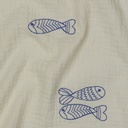 Double Gauze Embroidery Fish Natural