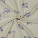 Double Gauze Embroidery Fish Natural