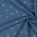 Double Gauze Silver Hearts Jeansblue