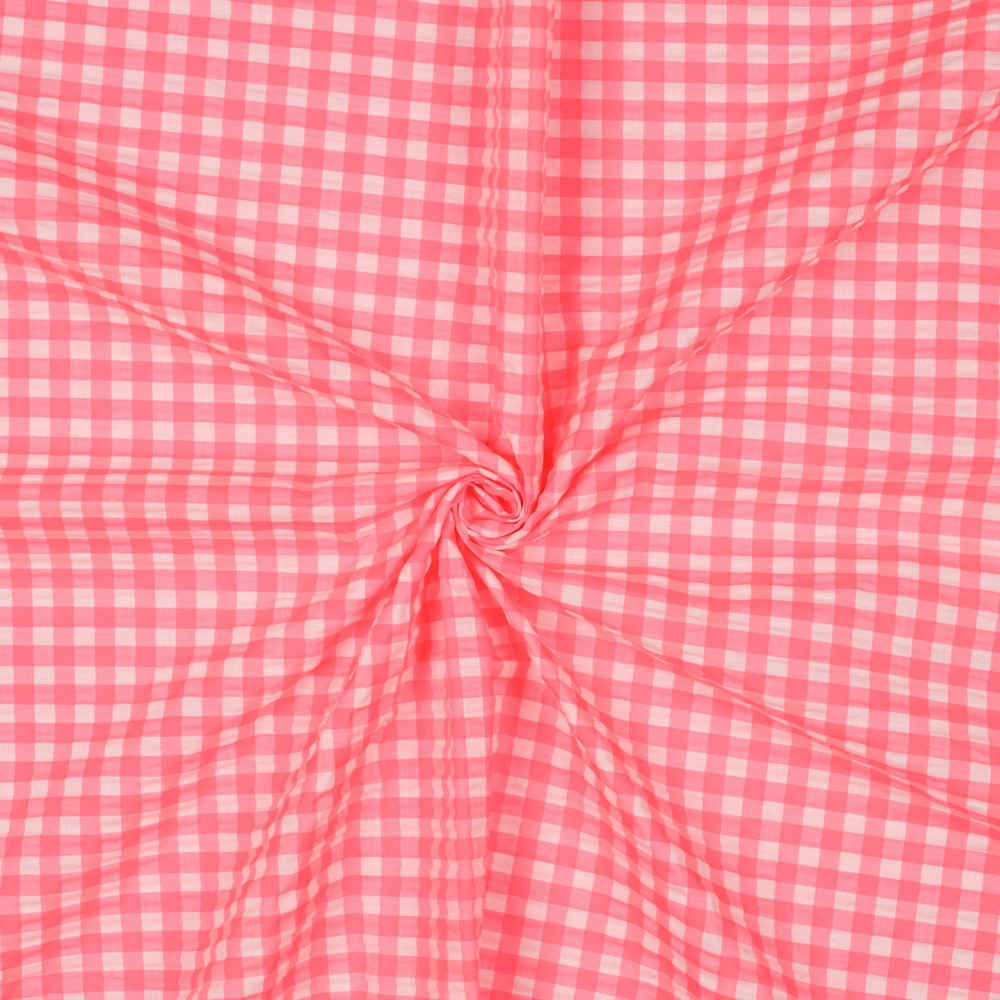 Co/Pl Yarn Dyed Neon Checks 0.5cm. Pink