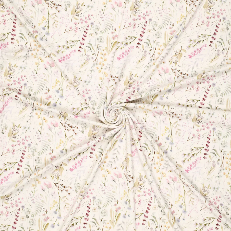 Jersey Viscose Petite Florals Ecru