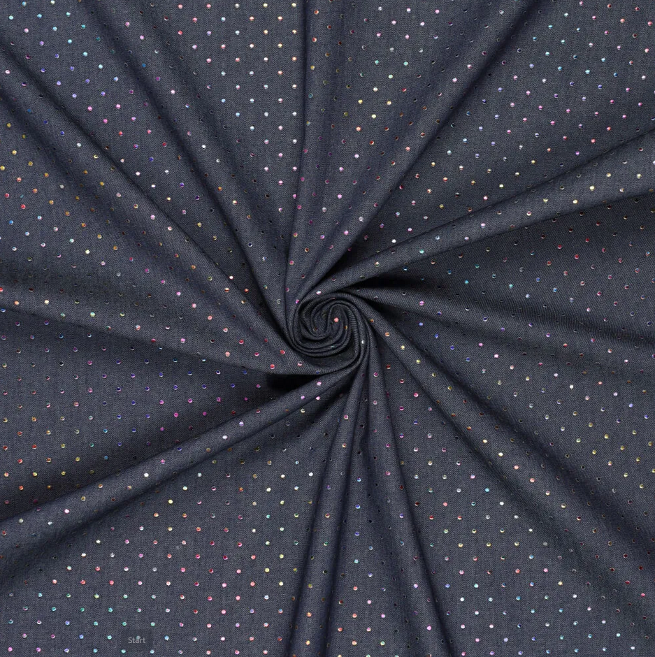 Metallic Drops Denim Dark Blue