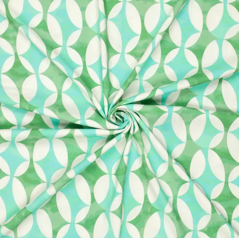Viscose Stretch Digital Diamonds Green