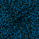 Stretch Twill Polyester Leopard Cobalt