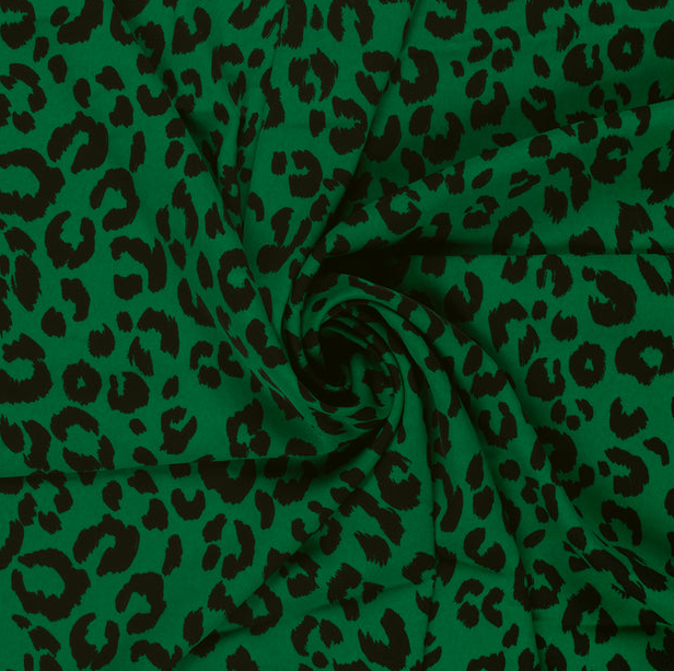 Stretch Twill Polyester Leopard Cobalt (kopie)