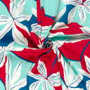 Cotton Satin Flowers Orange/Aqua (kopie)