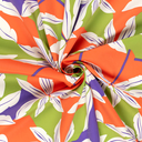 Stretch Cotton Satin Big Flowers Orange