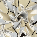 Stretch Cotton Satin Big Flowers Beige