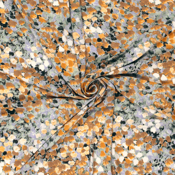 Jersey Viscose Flowery Camel/Grey/White