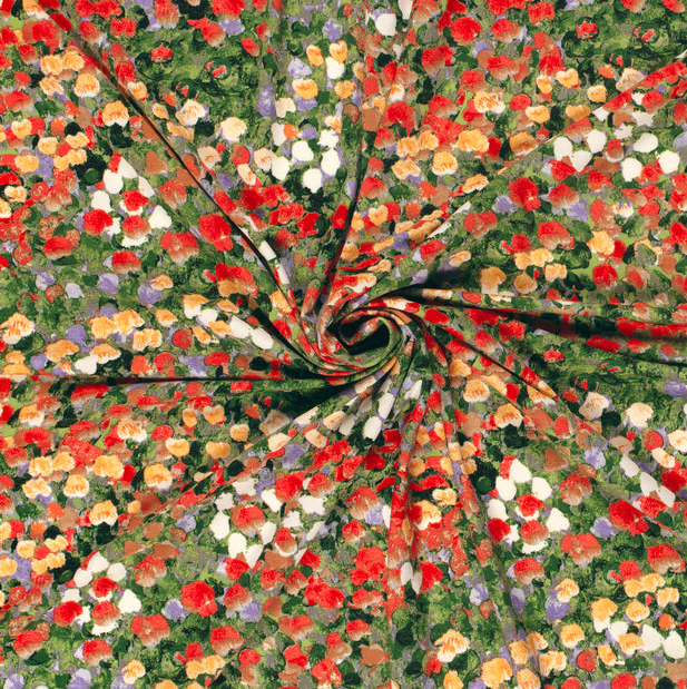 Jersey Viscose Flowery Red/Yellow/Green