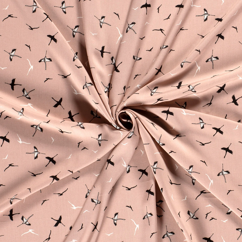 Bamboo Poplin Birds Old Rose