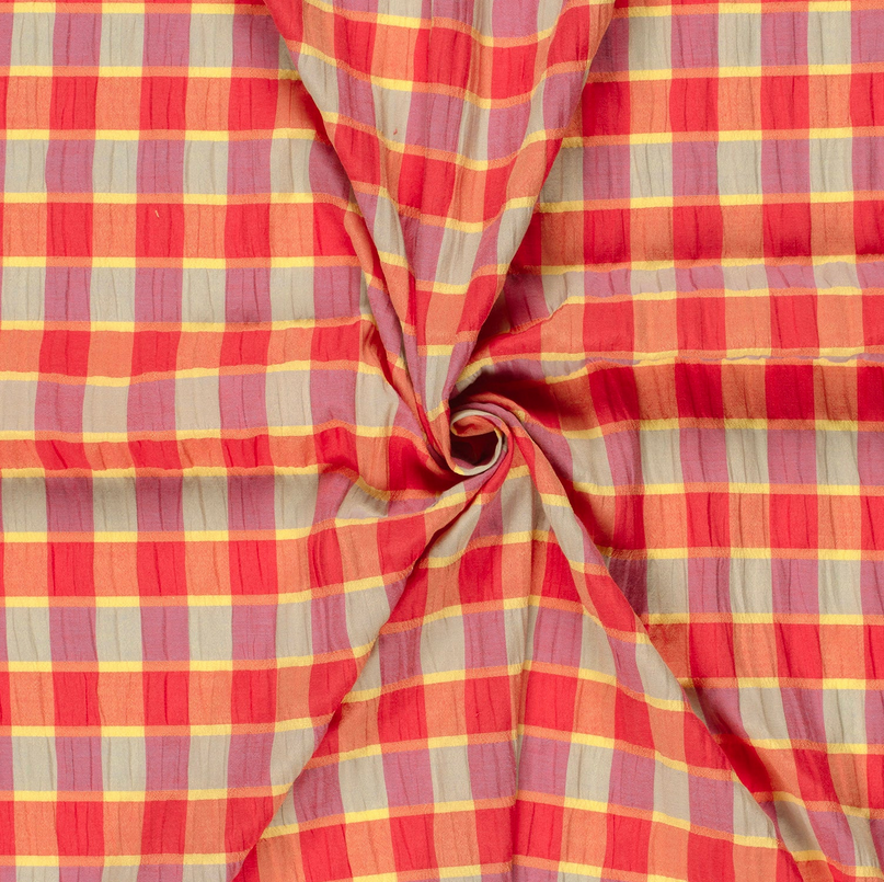 Spandex Bubble Check Red