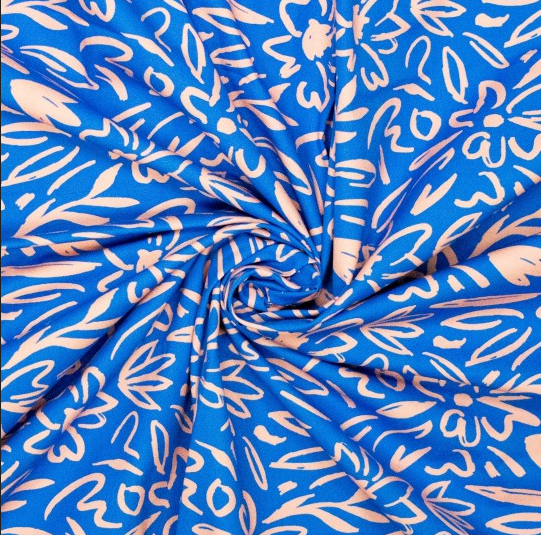 Canvas Style Flower Blue/Salmon