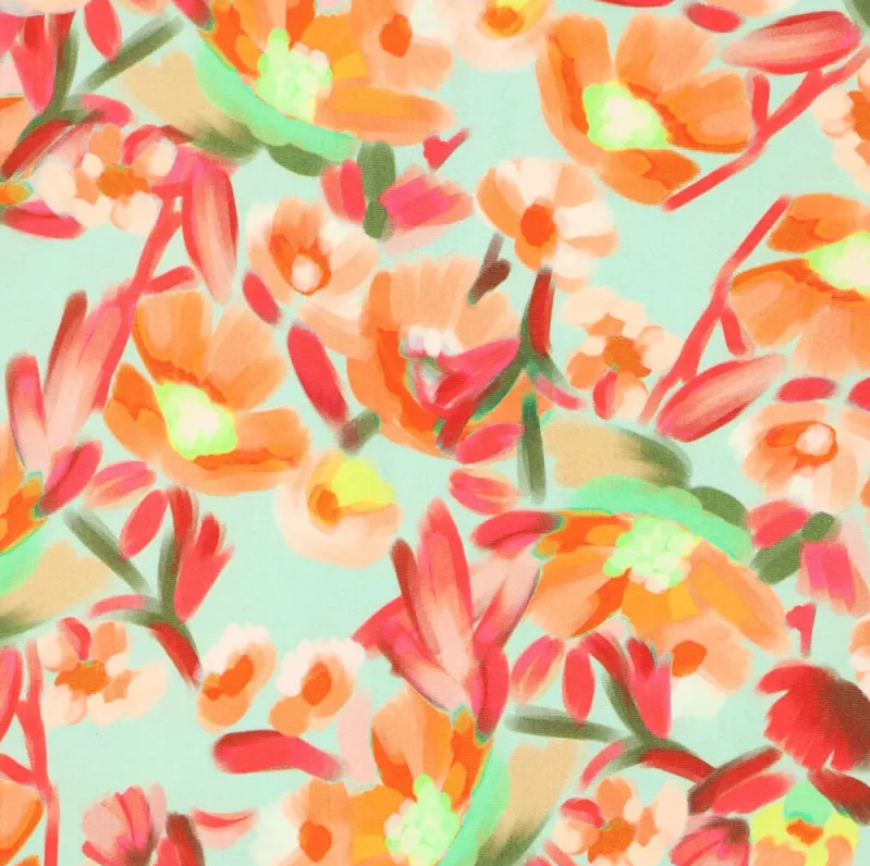 Stretch poplin Flower/Paisley Lime (kopie)