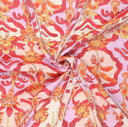 Viscose Glans French Florals Red/Rose