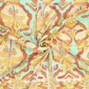 Viscose Glans French Florals Rust/Aqua