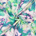 Viscose Glans Earth Flowers Green/Blue