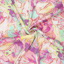 Viscose Glans Earth Flowers Pink/Jade