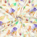 Stretch Coton Satin Digi Hawai Yellow/Lila