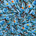 Viscose Jersey 3D Flowers Blue