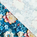 Viscose Jersey 3D Floral Blue/Wine/White