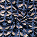 French Terry Retro Flowers Jeansblue