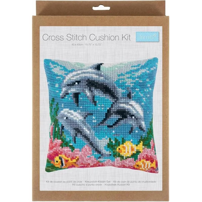 Kruissteekkussen kit Dolfijn incl kussenrug met rits