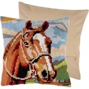 Kruissteekkussen kit bruin paard incl kussenrug met rits