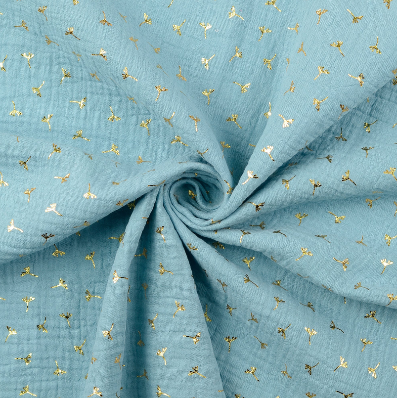 Double Gauze Foil Twigs Blue
