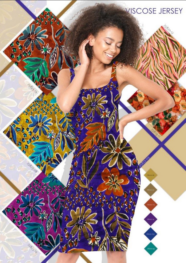 Jersey Viscose Digital Giant Floral Purple