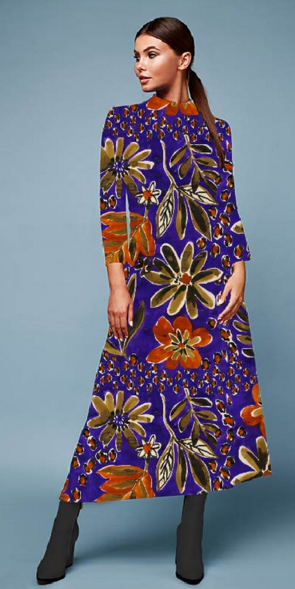 Jersey Viscose Digital Giant Floral Purple