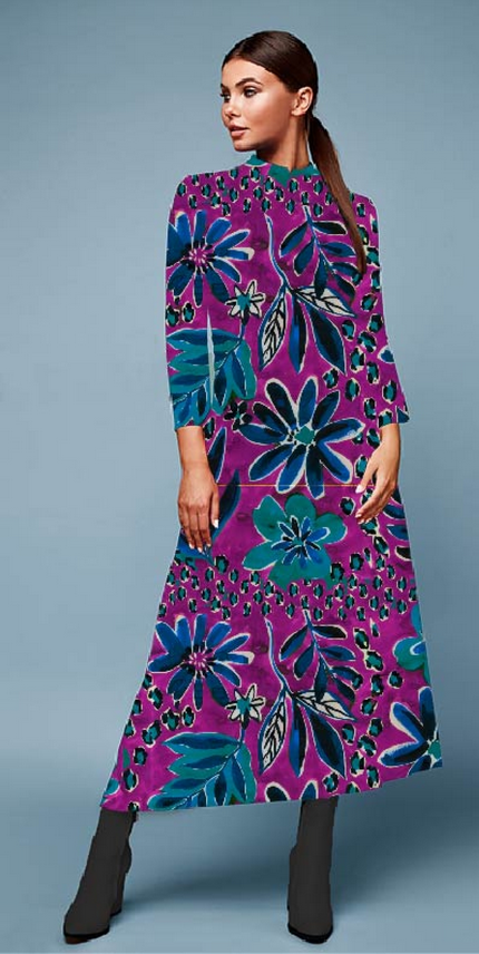 Jersey Viscose Digital Giant Floral Dark Fuchsia