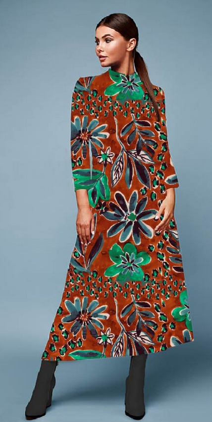 Jersey Viscose Digital Giant Floral Terra