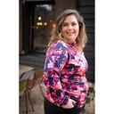 Jersey Digital Pink Flowers on Navy