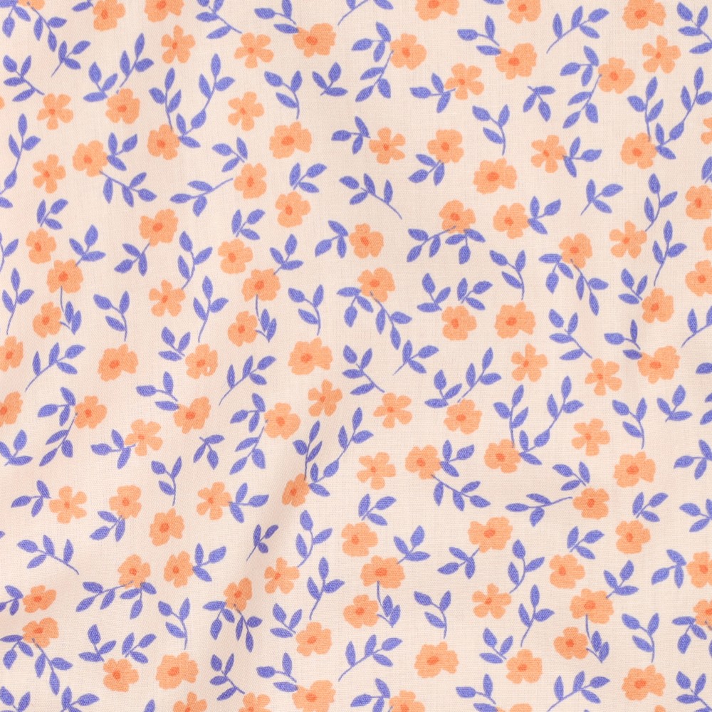 Poplin Bio Flowers Peach