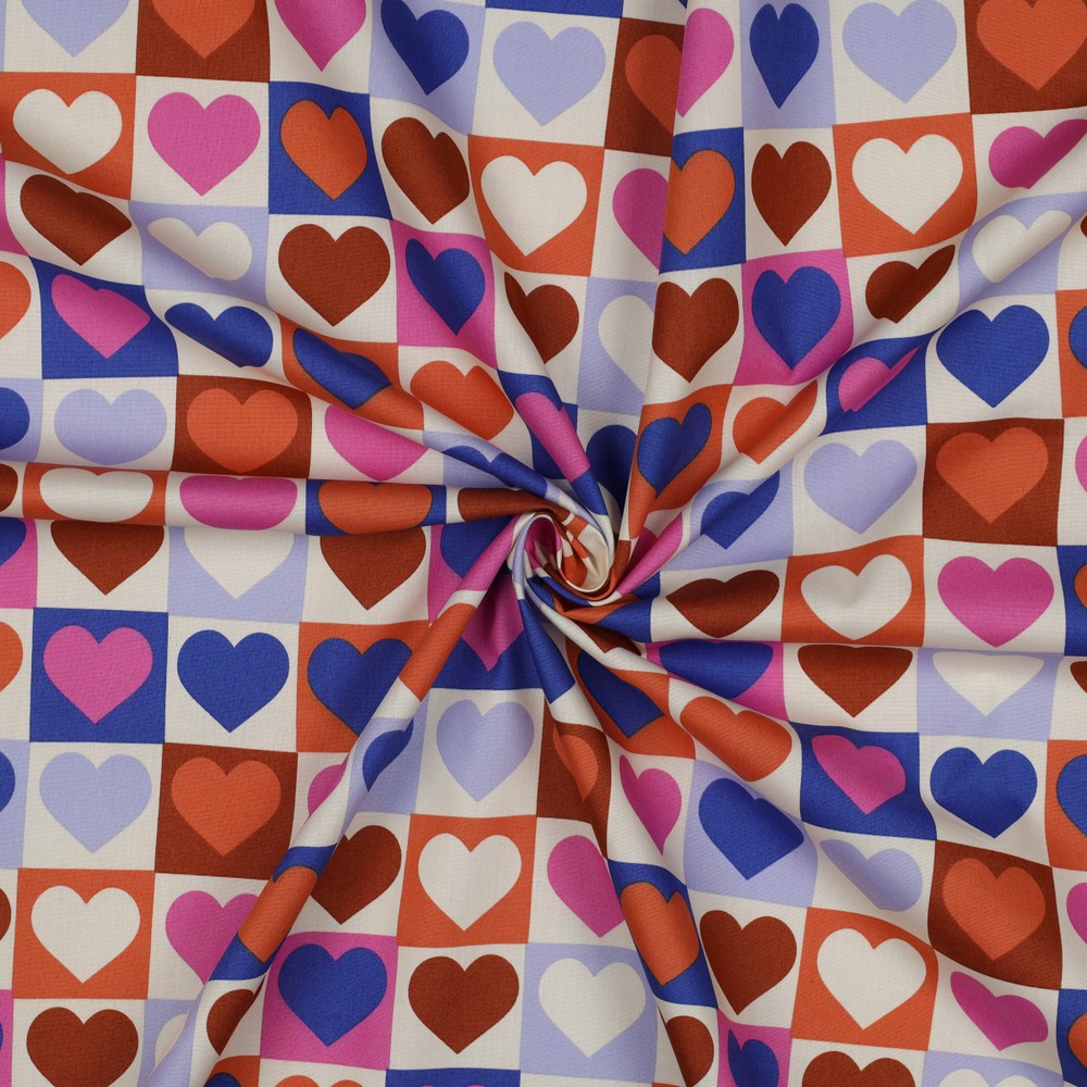 Fine Popeline Hearts Off White