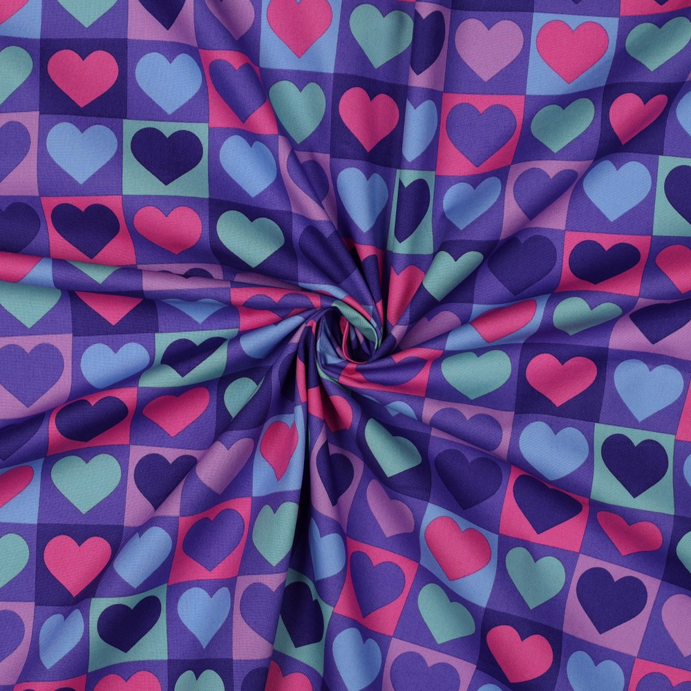 Fine Popeline Hearts Purple