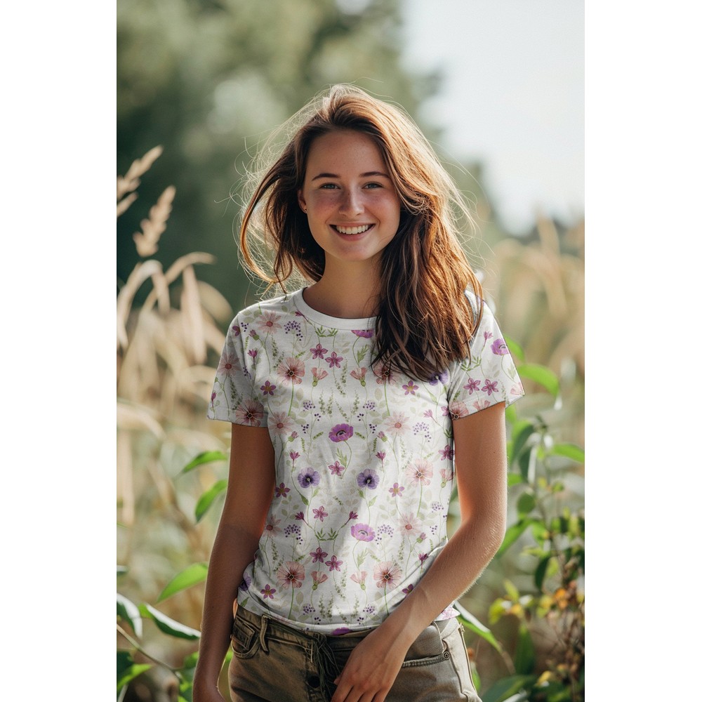 Jersey Digital Fieldflower Ecru