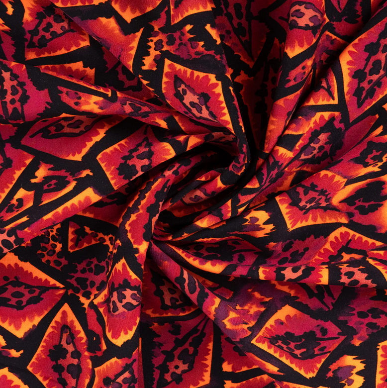 Stretch Viscose Graphic Red