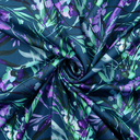 Viscose Satin Digital Leaves & Blossom Blue