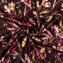 Viscose Satin Digital Leaves & Blossom Bordeaux