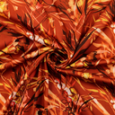 Viscose Satin Digital Leaves & Blossom Orange