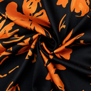 Viscose Satin Digital Orange Flowers