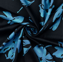 Viscose Satin Digital Blue Flowers