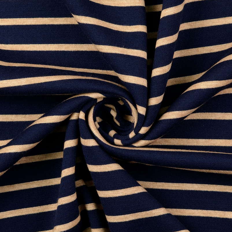 Jersey Jacquard Stripes Navy/Beige