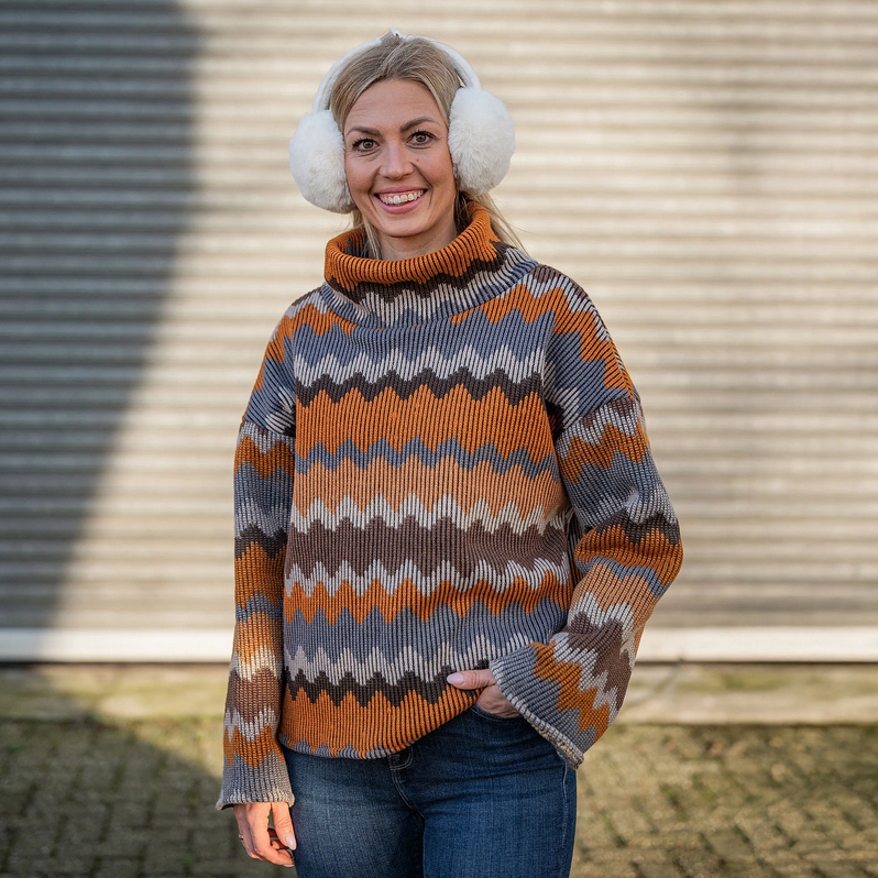 Dikke Jersey Zigzag Orange/Grey